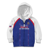 Custom Haiti Football Kid Hoodie Les Grenadiers Veve Haitian Vodou Blue Version - Wonder Print Shop