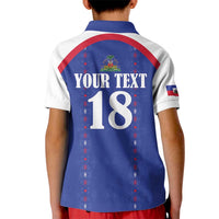 Custom Haiti Football Kid Polo Shirt Les Grenadiers Veve Haitian Vodou Blue Version - Wonder Print Shop