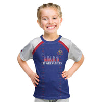 Custom Haiti Football Kid T Shirt Les Grenadiers Veve Haitian Vodou Blue Version - Wonder Print Shop