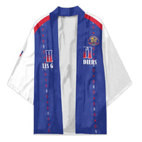 Custom Haiti Football Kimono Les Grenadiers Veve Haitian Vodou Blue Version - Wonder Print Shop