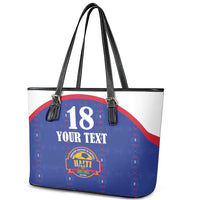 Custom Haiti Football Leather Tote Bag Les Grenadiers Veve Haitian Vodou Blue Version - Wonder Print Shop
