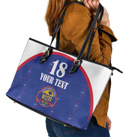 Custom Haiti Football Leather Tote Bag Les Grenadiers Veve Haitian Vodou Blue Version - Wonder Print Shop