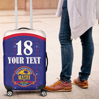 Custom Haiti Football Luggage Cover Les Grenadiers Veve Haitian Vodou Blue Version - Wonder Print Shop