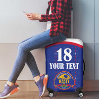 Custom Haiti Football Luggage Cover Les Grenadiers Veve Haitian Vodou Blue Version - Wonder Print Shop