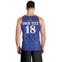 Custom Haiti Football Men Tank Top Les Grenadiers Veve Haitian Vodou Blue Version - Wonder Print Shop