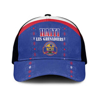 Haiti Football Mesh Trucker Cap Les Grenadiers Veve Haitian Vodou Blue Version - Wonder Print Shop