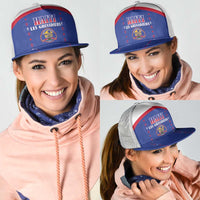 Haiti Football Mesh Trucker Cap Les Grenadiers Veve Haitian Vodou Blue Version - Wonder Print Shop