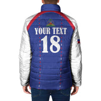 Custom Haiti Football Padded Jacket Les Grenadiers Veve Haitian Vodou Blue Version - Wonder Print Shop