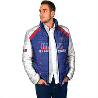 Custom Haiti Football Padded Jacket Les Grenadiers Veve Haitian Vodou Blue Version - Wonder Print Shop
