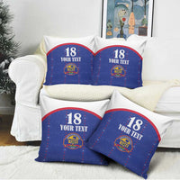 Custom Haiti Football Pillow Cover Les Grenadiers Veve Haitian Vodou Blue Version - Wonder Print Shop