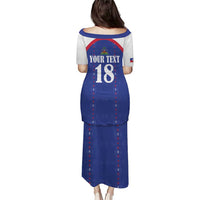 Custom Haiti Football Puletasi Les Grenadiers Veve Haitian Vodou Blue Version - Wonder Print Shop