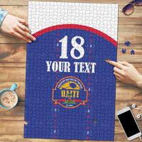 Custom Haiti Football Puzzle Les Grenadiers Veve Haitian Vodou Blue Version - Wonder Print Shop