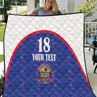 Custom Haiti Football Quilt Les Grenadiers Veve Haitian Vodou Blue Version - Wonder Print Shop