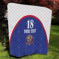 Custom Haiti Football Quilt Les Grenadiers Veve Haitian Vodou Blue Version - Wonder Print Shop