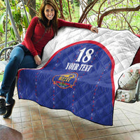 Custom Haiti Football Quilt Les Grenadiers Veve Haitian Vodou Blue Version - Wonder Print Shop