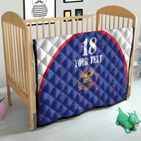 Custom Haiti Football Quilt Les Grenadiers Veve Haitian Vodou Blue Version - Wonder Print Shop