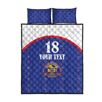 Custom Haiti Football Quilt Bed Set Les Grenadiers Veve Haitian Vodou Blue Version - Wonder Print Shop