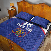 Custom Haiti Football Quilt Bed Set Les Grenadiers Veve Haitian Vodou Blue Version - Wonder Print Shop