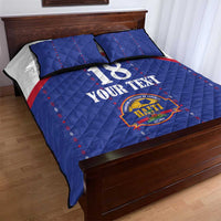 Custom Haiti Football Quilt Bed Set Les Grenadiers Veve Haitian Vodou Blue Version - Wonder Print Shop