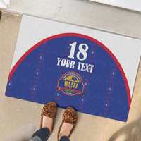 Custom Haiti Football Rubber Doormat Les Grenadiers Veve Haitian Vodou Blue Version - Wonder Print Shop