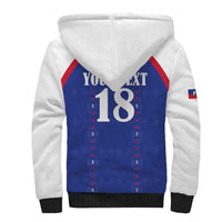 Custom Haiti Football Sherpa Hoodie Les Grenadiers Veve Haitian Vodou Blue Version - Wonder Print Shop
