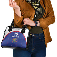 Custom Haiti Football Shoulder Handbag Les Grenadiers Veve Haitian Vodou Blue Version - Wonder Print Shop