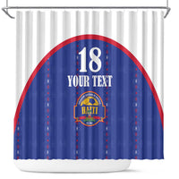 Custom Haiti Football Shower Curtain Les Grenadiers Veve Haitian Vodou Blue Version - Wonder Print Shop