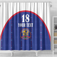 Custom Haiti Football Shower Curtain Les Grenadiers Veve Haitian Vodou Blue Version - Wonder Print Shop