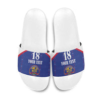 Custom Haiti Football Slide Sandals Les Grenadiers Veve Haitian Vodou Blue Version - Wonder Print Shop
