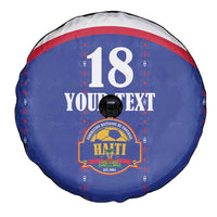 Custom Haiti Football Spare Tire Cover Les Grenadiers Veve Haitian Vodou Blue Version - Wonder Print Shop