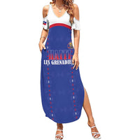 Custom Haiti Football Summer Maxi Dress Les Grenadiers Veve Haitian Vodou Blue Version - Wonder Print Shop