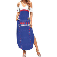 Custom Haiti Football Summer Maxi Dress Les Grenadiers Veve Haitian Vodou Blue Version - Wonder Print Shop