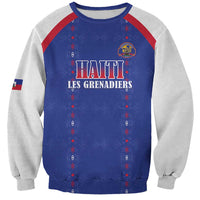Custom Haiti Football Sweatshirt Les Grenadiers Veve Haitian Vodou Blue Version - Wonder Print Shop