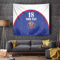 Custom Haiti Football Tapestry Les Grenadiers Veve Haitian Vodou Blue Version - Wonder Print Shop
