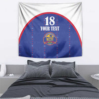 Custom Haiti Football Tapestry Les Grenadiers Veve Haitian Vodou Blue Version - Wonder Print Shop