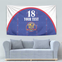 Custom Haiti Football Tapestry Les Grenadiers Veve Haitian Vodou Blue Version - Wonder Print Shop