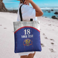 Custom Haiti Football Tote Bag Les Grenadiers Veve Haitian Vodou Blue Version - Wonder Print Shop