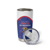 Custom Haiti Football Tumbler Cup Les Grenadiers Veve Haitian Vodou Blue Version - Wonder Print Shop