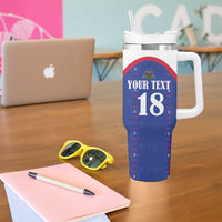 Custom Haiti Football Tumbler With Handle Les Grenadiers Veve Haitian Vodou Blue Version - Wonder Print Shop