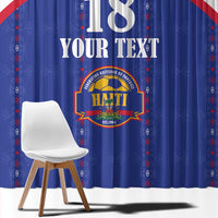 Custom Haiti Football Window Curtain Les Grenadiers Veve Haitian Vodou Blue Version - Wonder Print Shop
