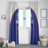 Custom Haiti Football Window Curtain Les Grenadiers Veve Haitian Vodou Blue Version - Wonder Print Shop