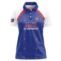 Custom Haiti Football Women Polo Shirt Les Grenadiers Veve Haitian Vodou Blue Version - Wonder Print Shop