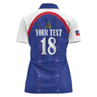 Custom Haiti Football Women Polo Shirt Les Grenadiers Veve Haitian Vodou Blue Version - Wonder Print Shop