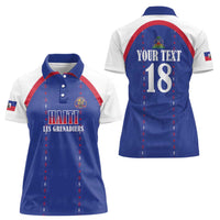 Custom Haiti Football Women Polo Shirt Les Grenadiers Veve Haitian Vodou Blue Version - Wonder Print Shop
