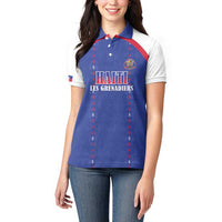 Custom Haiti Football Women Polo Shirt Les Grenadiers Veve Haitian Vodou Blue Version - Wonder Print Shop