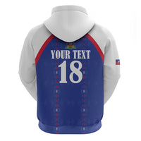 Custom Haiti Football Zip Hoodie Les Grenadiers Veve Haitian Vodou Blue Version - Wonder Print Shop