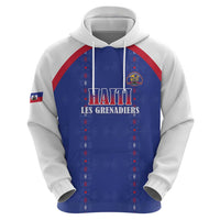 Custom Haiti Football Zip Hoodie Les Grenadiers Veve Haitian Vodou Blue Version - Wonder Print Shop