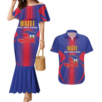 Haiti Pride Personalized Couples Matching Mermaid Dress and Hawaiian Shirt Neg Marron Haitian Heritage - Wonder Print Shop
