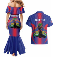 Haiti Pride Personalized Couples Matching Mermaid Dress and Hawaiian Shirt Neg Marron Haitian Heritage - Wonder Print Shop