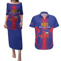 Haiti Pride Personalized Couples Matching Puletasi and Hawaiian Shirt Neg Marron Haitian Heritage - Wonder Print Shop